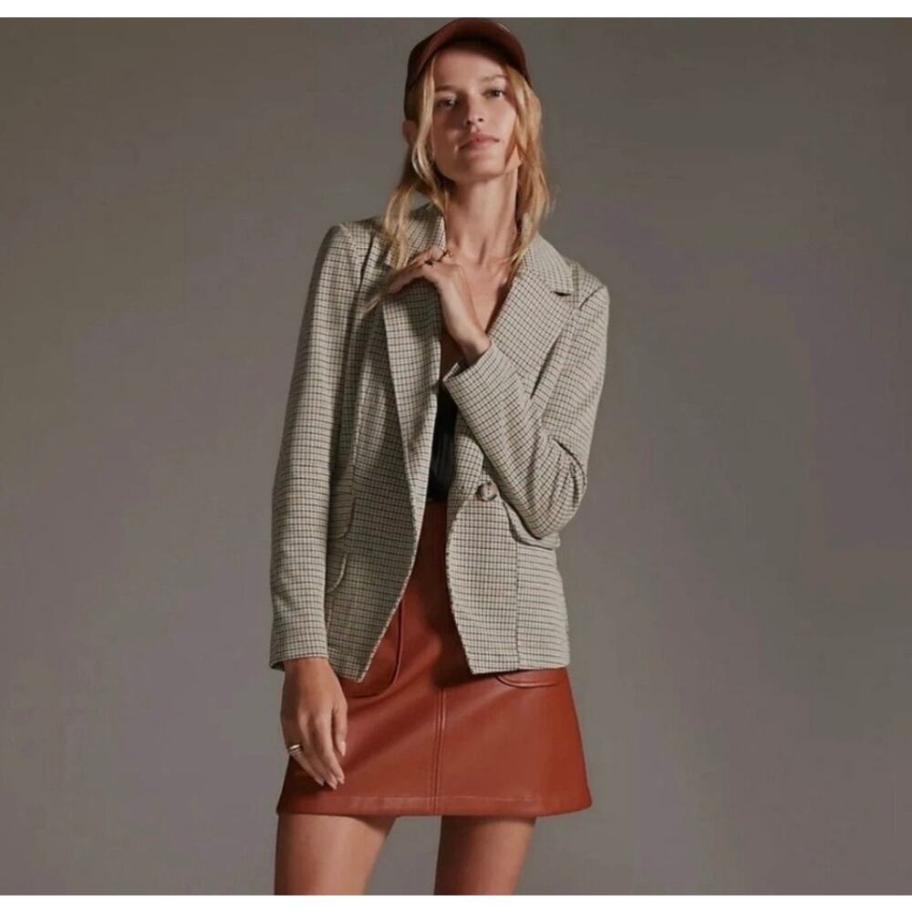 Anthropologie Maeve Collegiate Plaid Stretch Knit Blazer Small